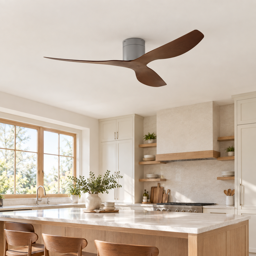 45/52 inch Modern Stylish LED Ceiling Fan with Light Remote Control 3 Blades Quiet Modern Design for Living Room Bedroom - Cuisine