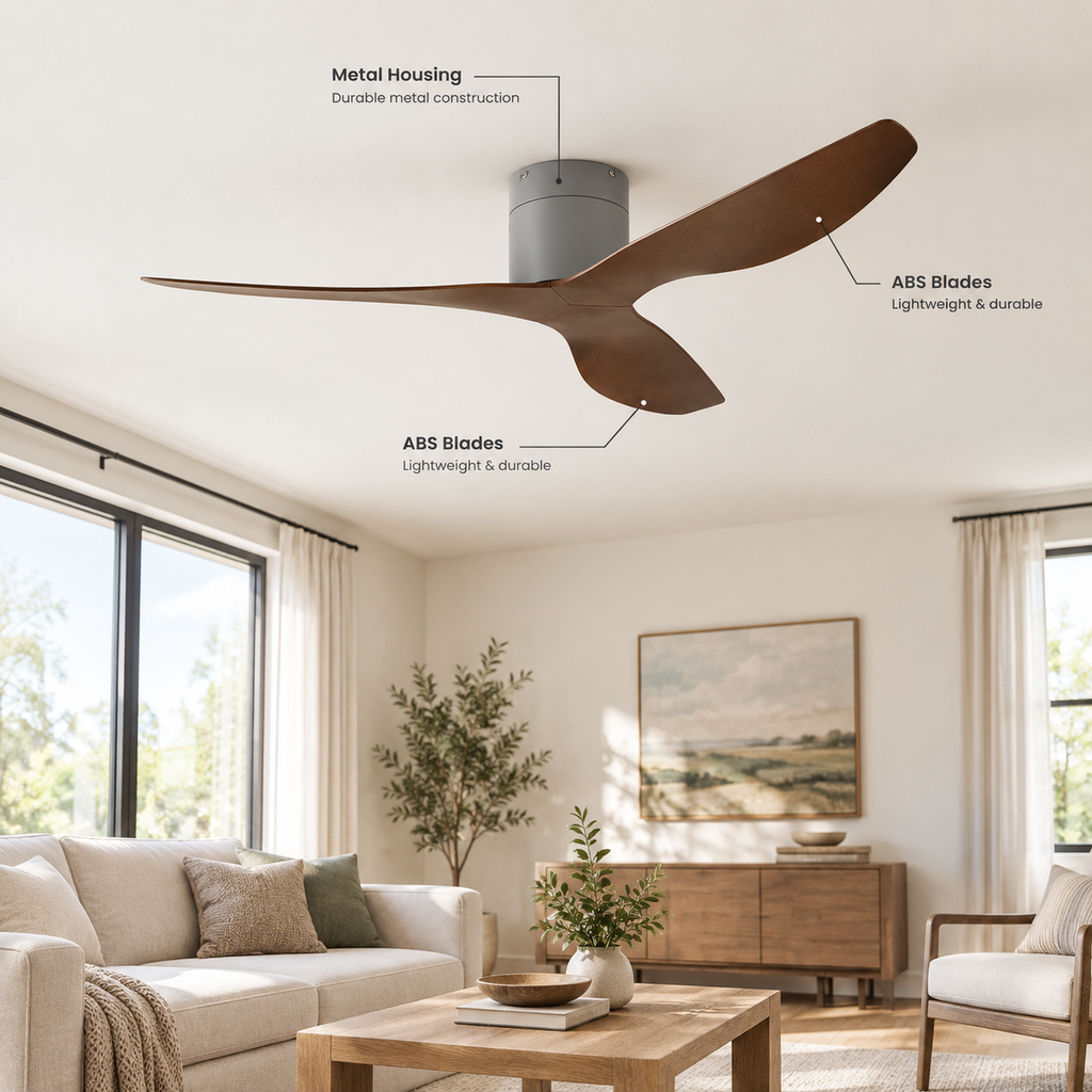 45/52 inch Modern Stylish LED Ceiling Fan with Light Remote Control 3 Blades Quiet Modern Design for Living Room Bedroom - Specs