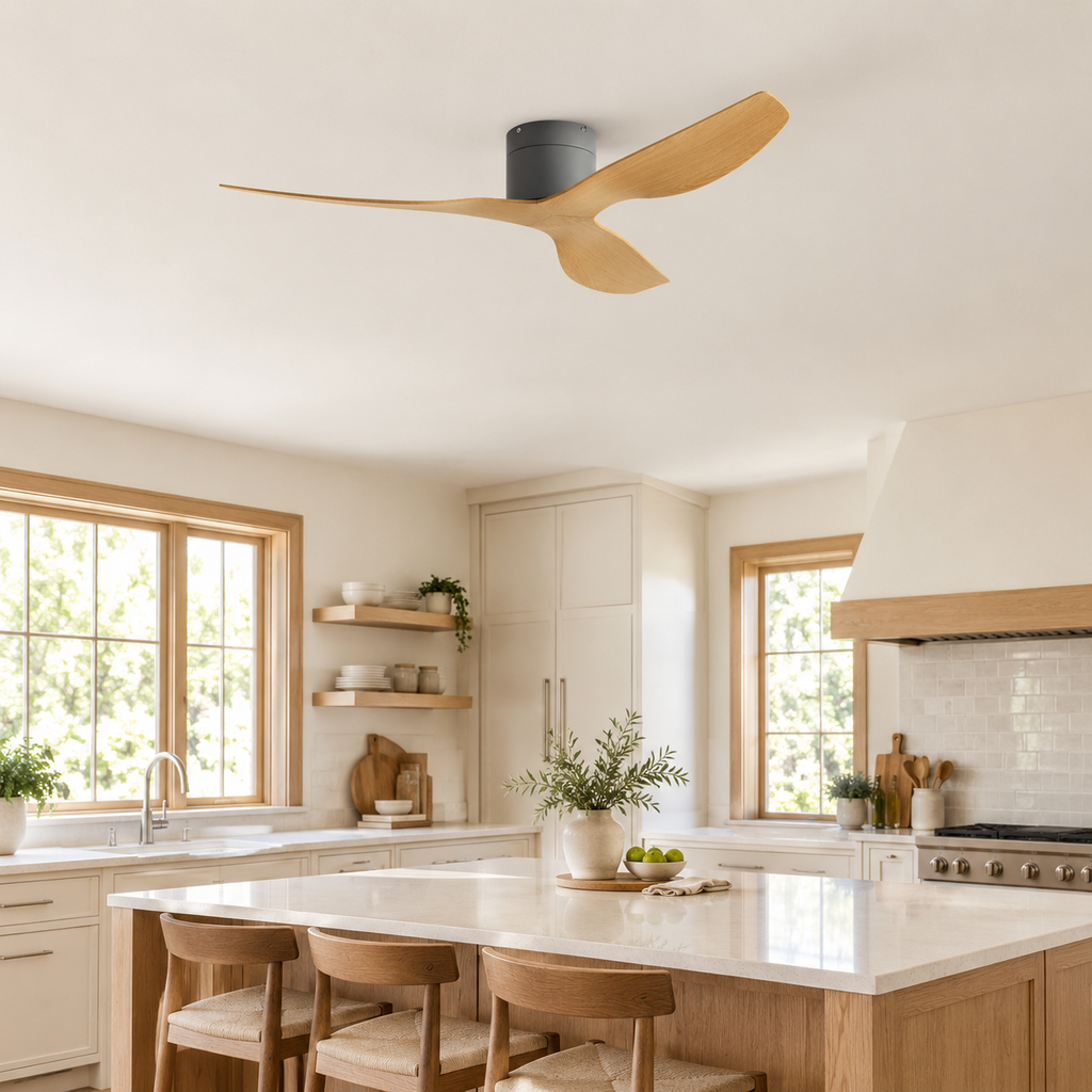 45/52 inch Modern Stylish LED Ceiling Fan with Light Remote Control 3 Blades Quiet Modern Design for Living Room Bedroom - Cuisine