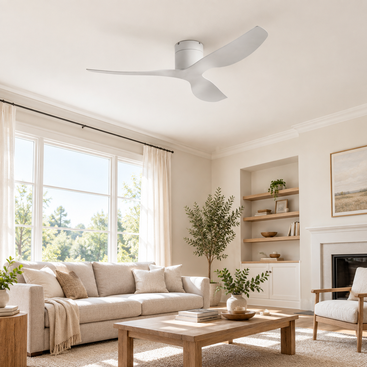 45/52 inch Modern Stylish LED Ceiling Fan with Light Remote Control 3 Blades Quiet Modern Design for Living Room Bedroom - Image 1 Image