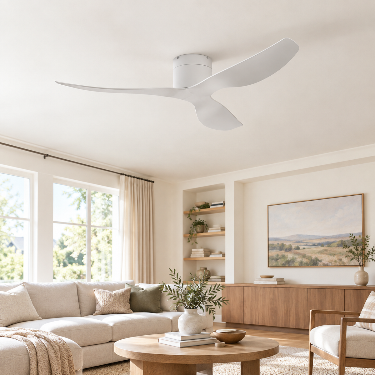 45/52 inch Modern Stylish LED Ceiling Fan with Light Remote Control 3 Blades Quiet Modern Design for Living Room Bedroom - Salon