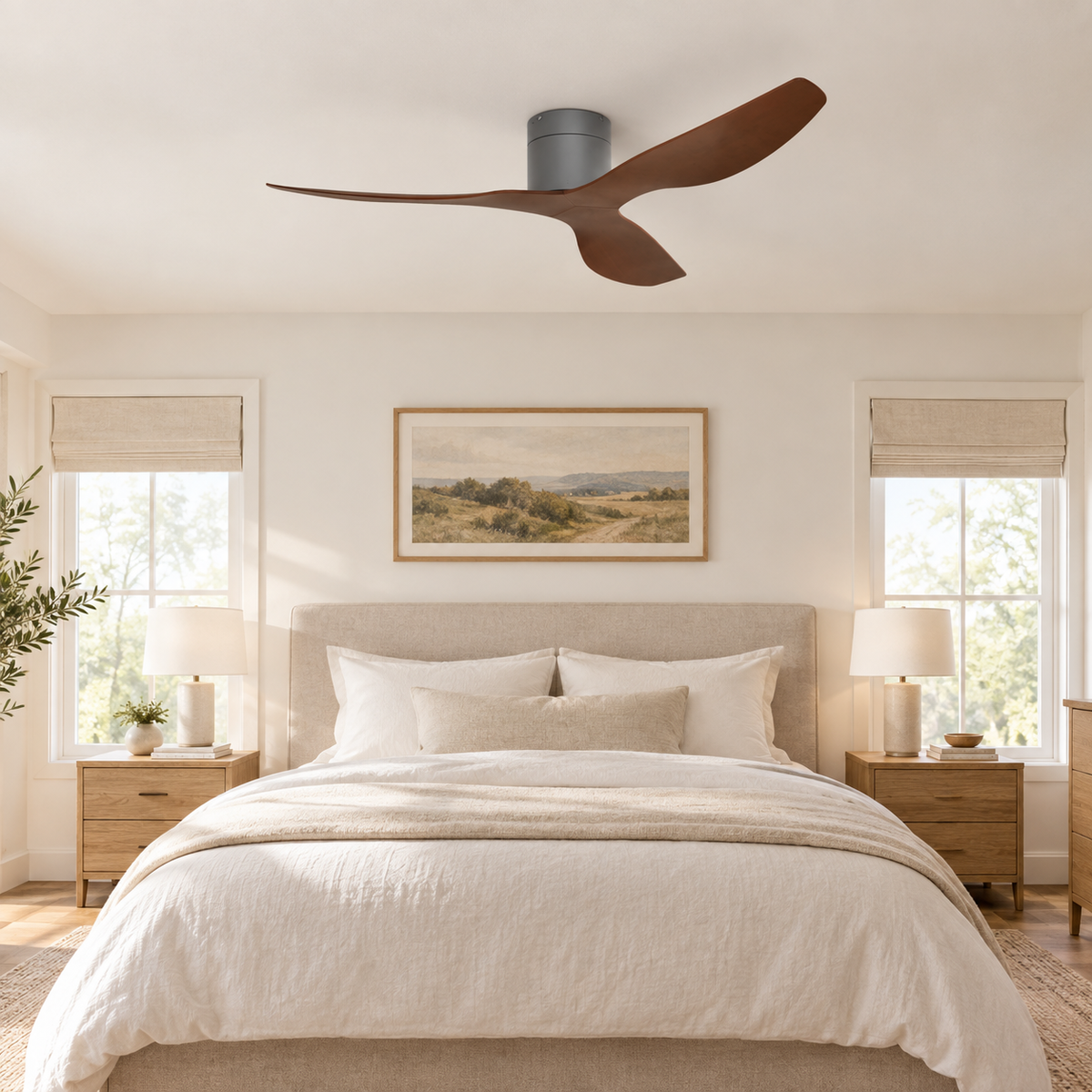 45/52 inch Modern Stylish LED Ceiling Fan with Light Remote Control 3 Blades Quiet Modern Design for Living Room Bedroom - Chambre