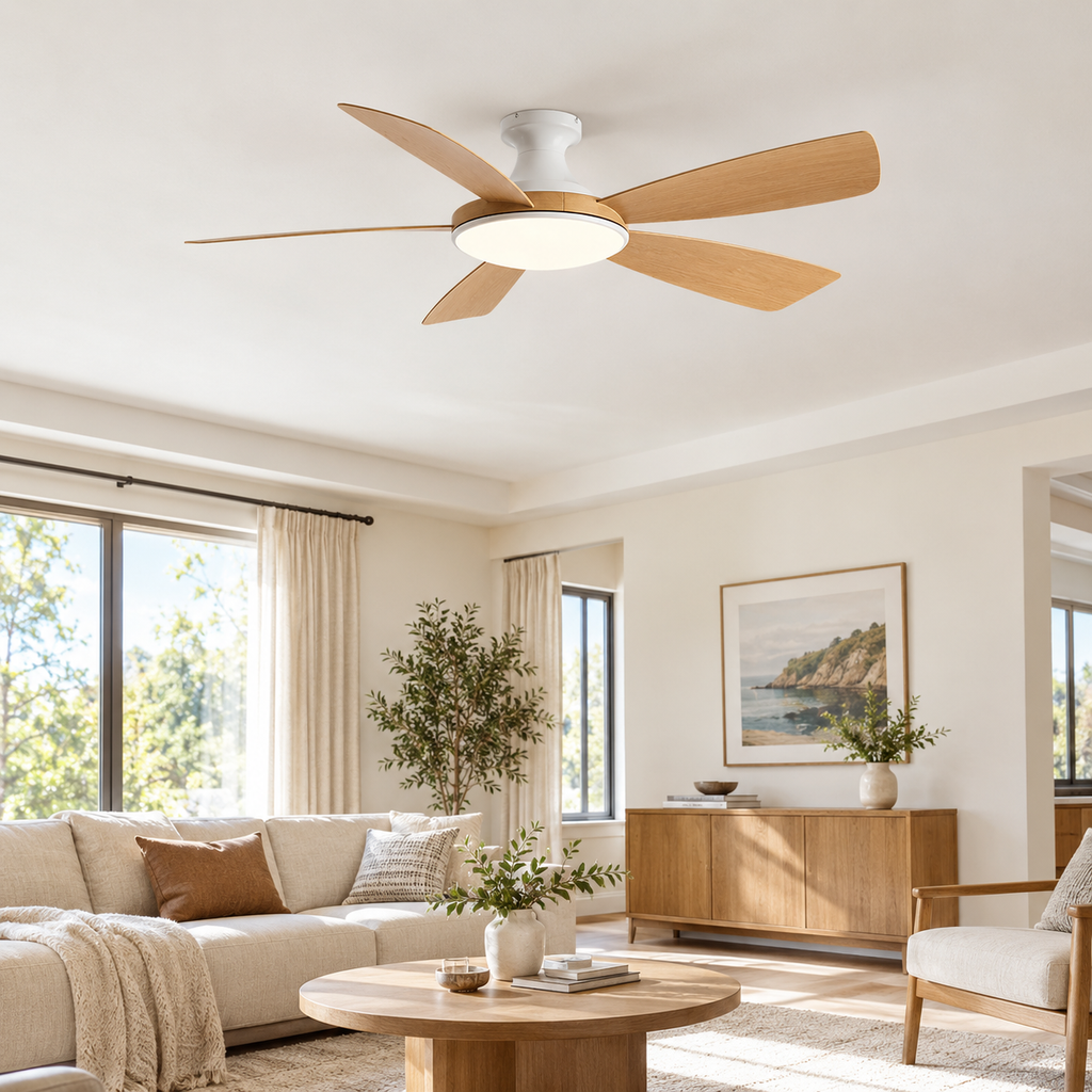 46/56Inch Low Floor Ceiling Fan Light Modern Black ABS Blade DC Remote Control Led Fan Lights Restaurant The bedroom 110V 220V - Salon