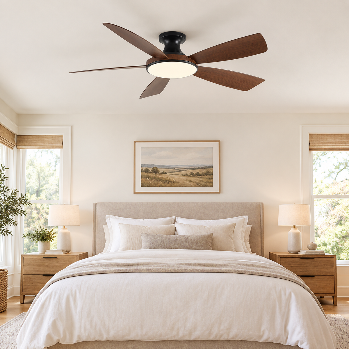 46/56Inch Low Floor Ceiling Fan Light Modern Black ABS Blade DC Remote Control Led Fan Lights Restaurant The bedroom 110V 220V - Chambre