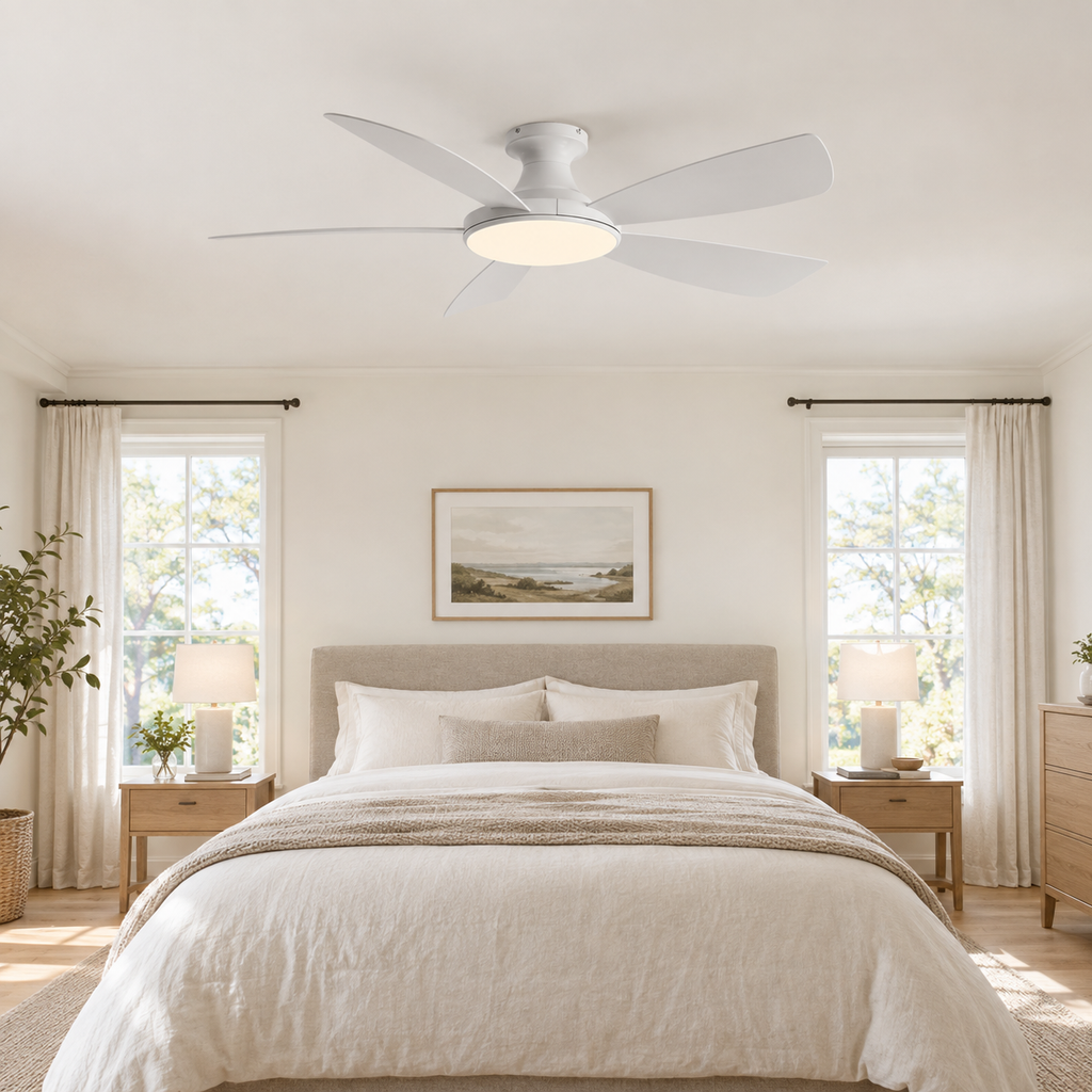 46/56Inch Low Floor Ceiling Fan Light Modern Black ABS Blade DC Remote Control Led Fan Lights Restaurant The bedroom 110V 220V - Chambre