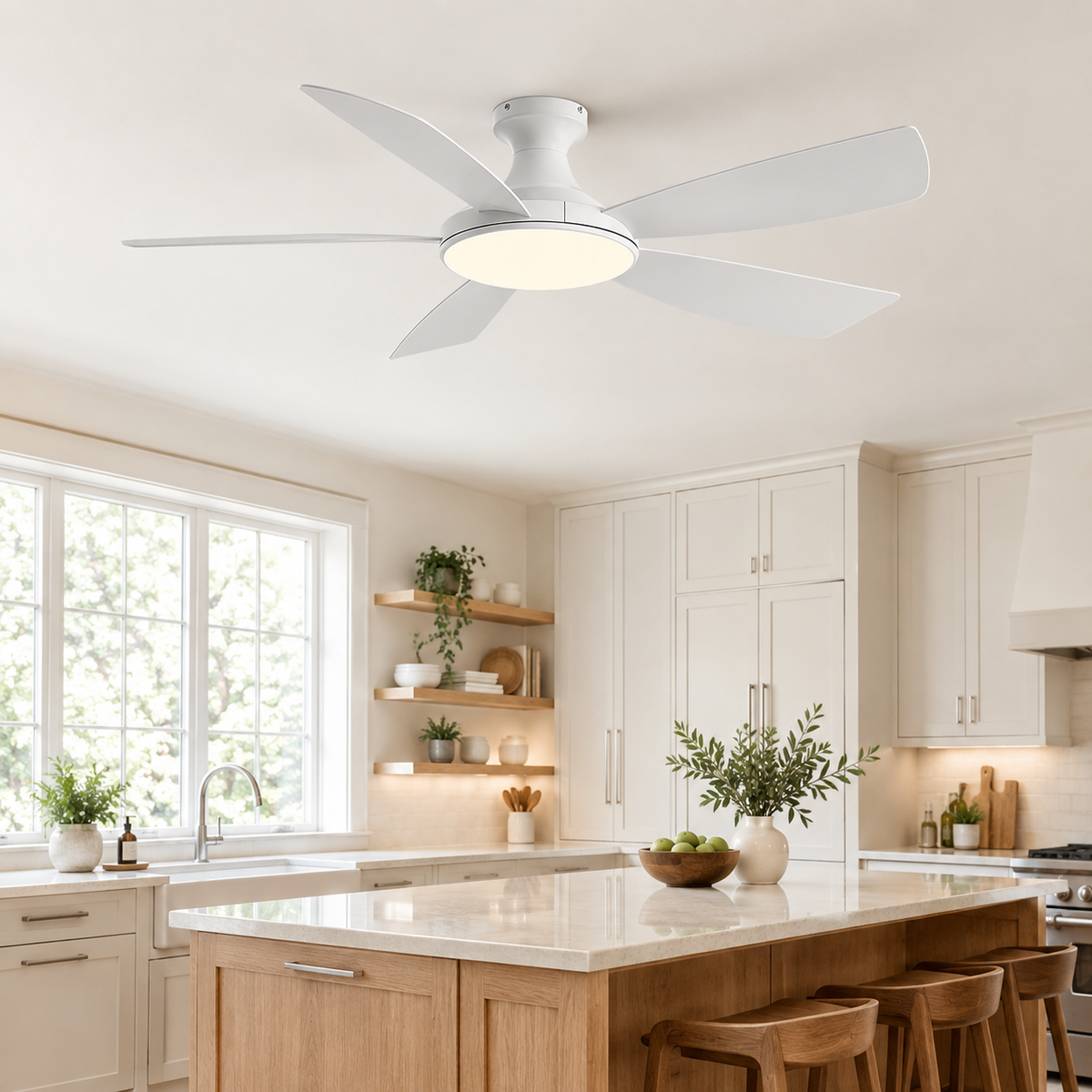 46/56Inch Low Floor Ceiling Fan Light Modern Black ABS Blade DC Remote Control Led Fan Lights Restaurant The bedroom 110V 220V - Cuisine