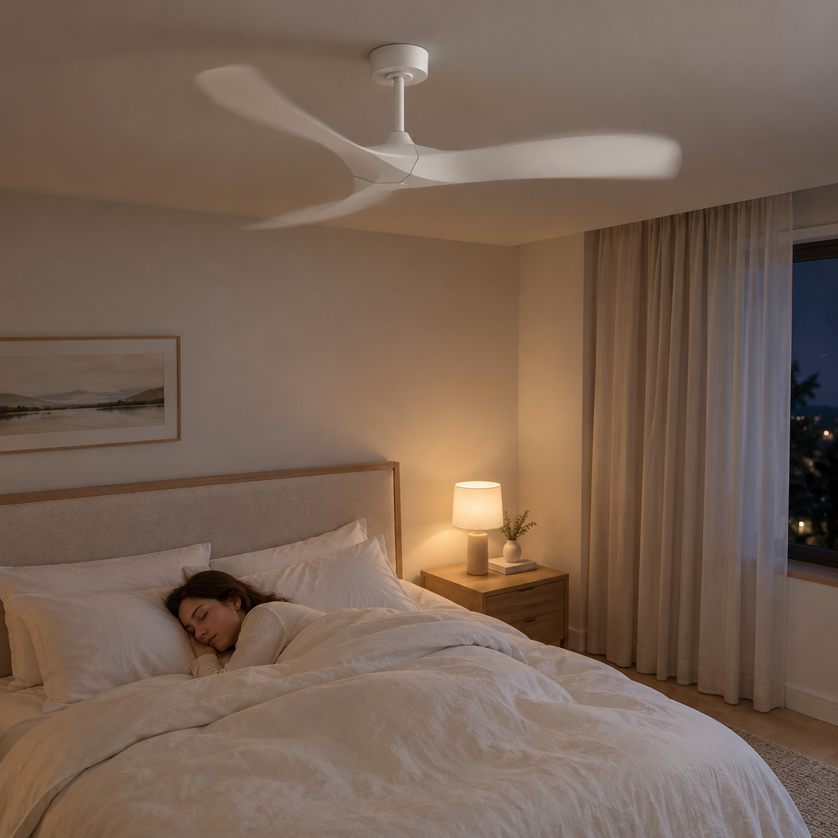 52 Inch Inverter Ceiling Fan No Light 3 ABS Blades 6 Speed Adjustable Ideal Home Ventilator for Living Room Bedroom/Hotel Office - Image 2 Image