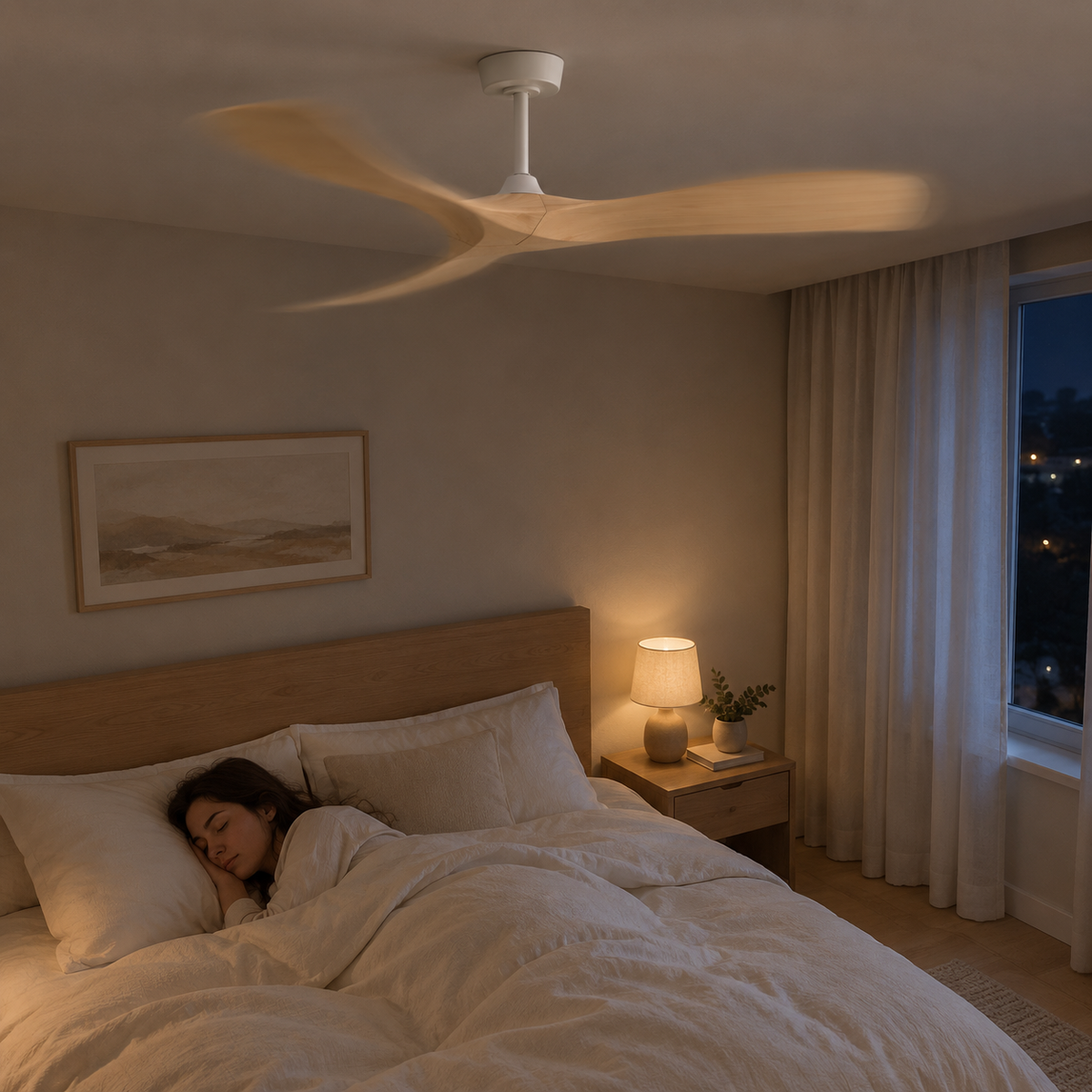 52 Inch Inverter Ceiling Fan No Light 3 ABS Blades 6 Speed Adjustable Ideal Home Ventilator for Living Room Bedroom/Hotel Office - Image 2 Image
