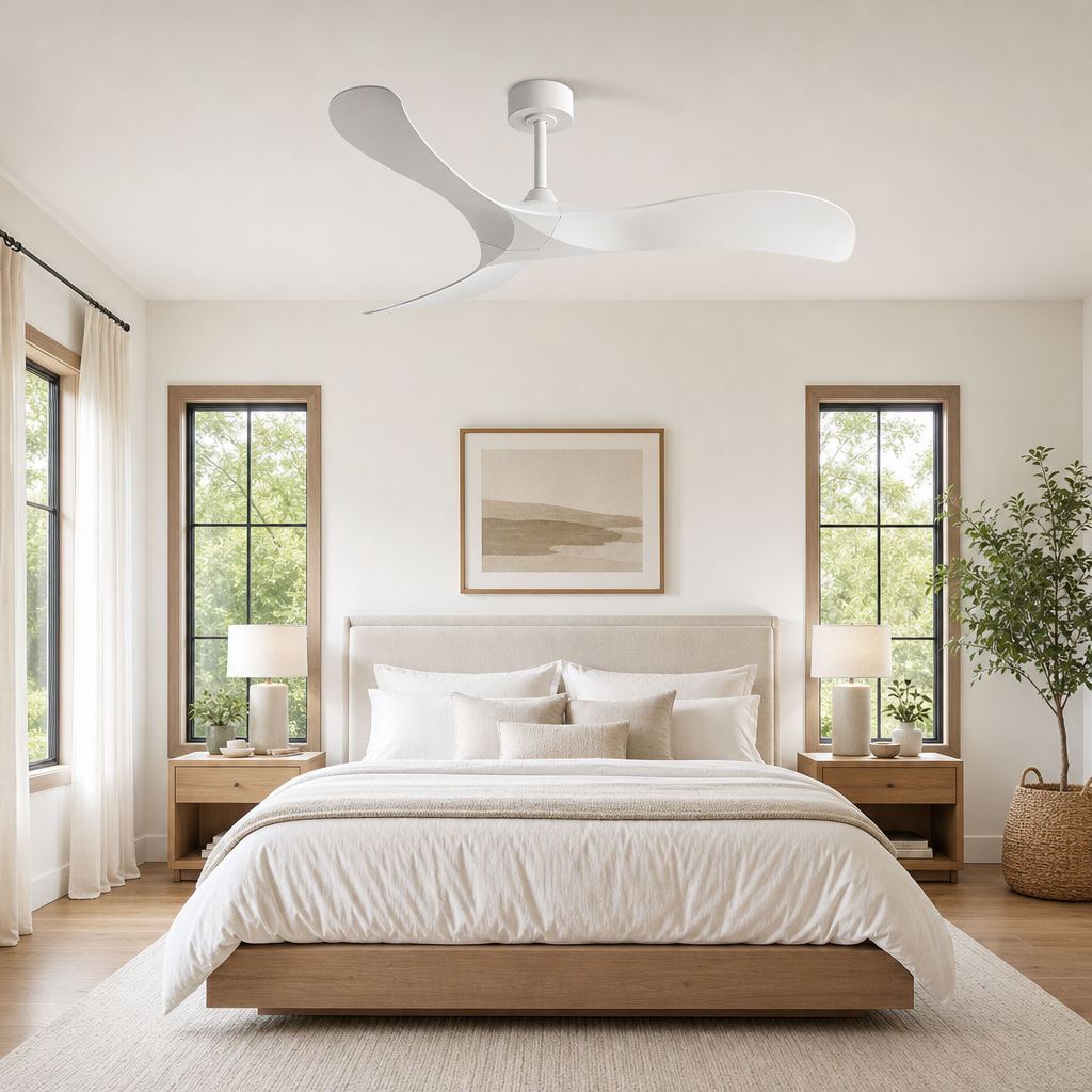 52 Inch Inverter Ceiling Fan No Light 3 ABS Blades 6 Speed Adjustable Ideal Home Ventilator for Living Room Bedroom/Hotel Office - Chambre