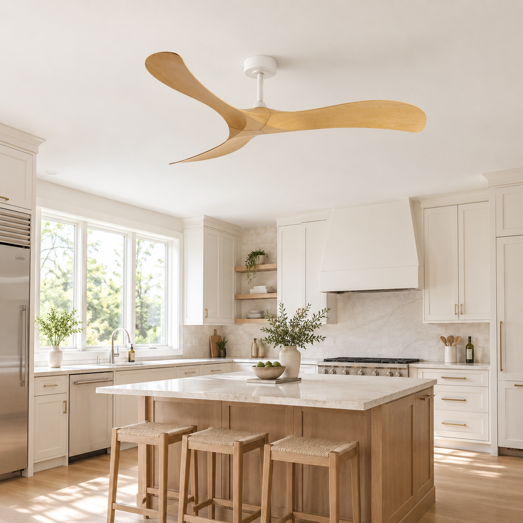 52 Inch Inverter Ceiling Fan No Light 3 ABS Blades 6 Speed Adjustable Ideal Home Ventilator for Living Room Bedroom/Hotel Office - Cuisine
