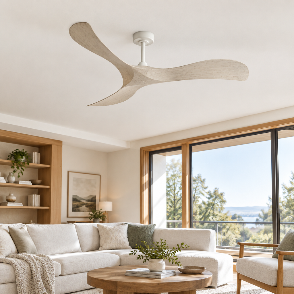 52 Inch Inverter Ceiling Fan No Light 3 ABS Blades 6 Speed Adjustable Ideal Home Ventilator for Living Room Bedroom/Hotel Office - Salon