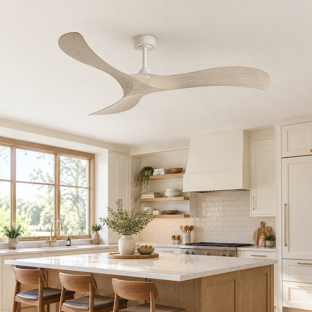 52 Inch Inverter Ceiling Fan No Light 3 ABS Blades 6 Speed Adjustable Ideal Home Ventilator for Living Room Bedroom/Hotel Office - Cuisine