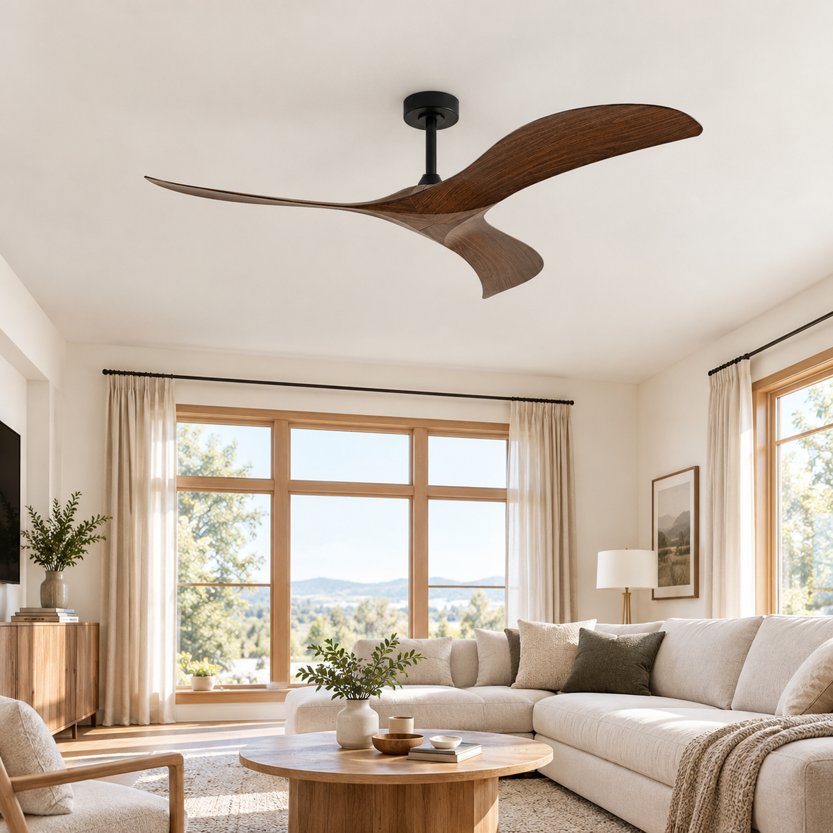 52 Inch Inverter Ceiling Fan No Light 3 ABS Blades 6 Speed Adjustable Ideal Home Ventilator for Living Room Bedroom/Hotel Office - Salon