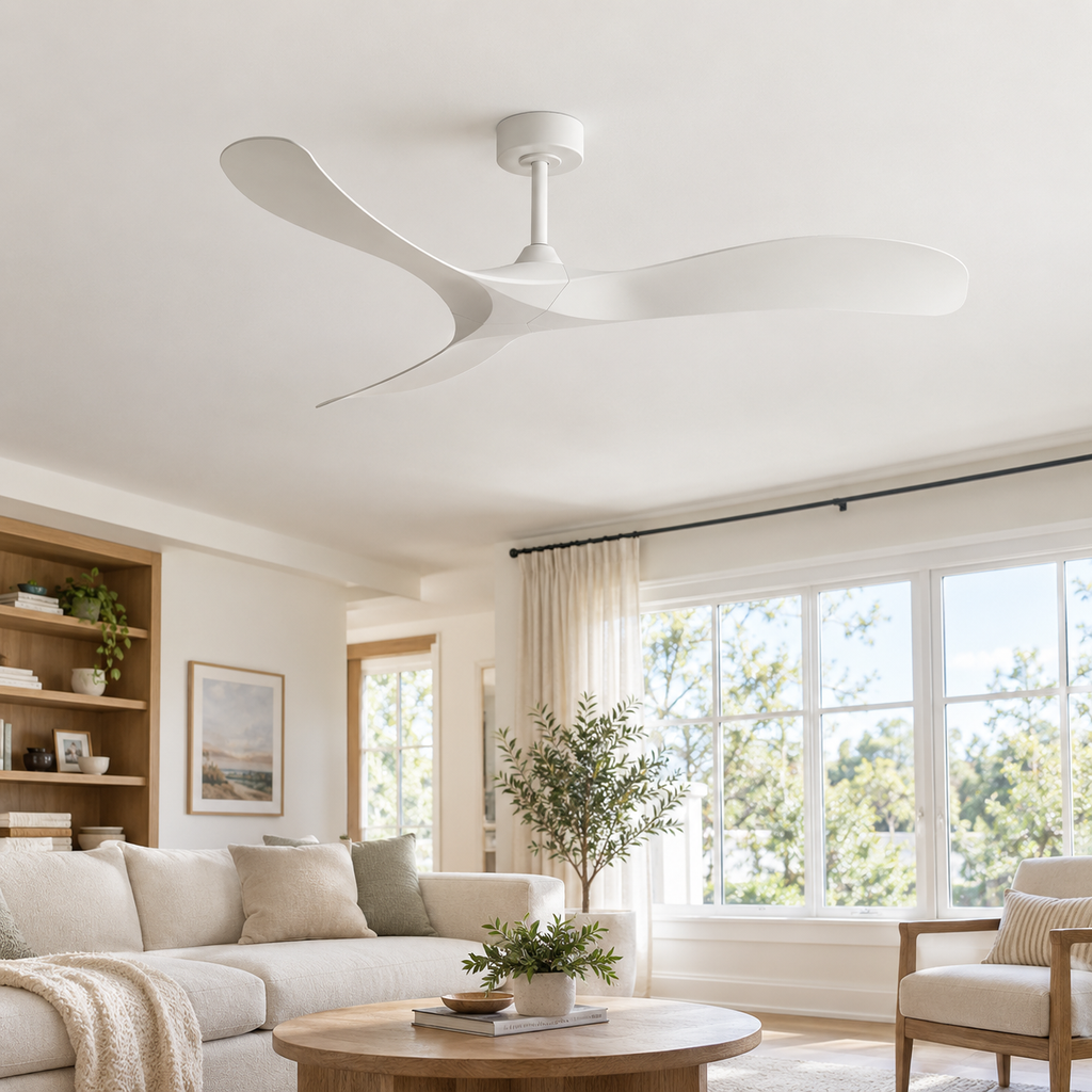 52 Inch Inverter Ceiling Fan No Light 3 ABS Blades 6 Speed Adjustable Ideal Home Ventilator for Living Room Bedroom/Hotel Office - Salon