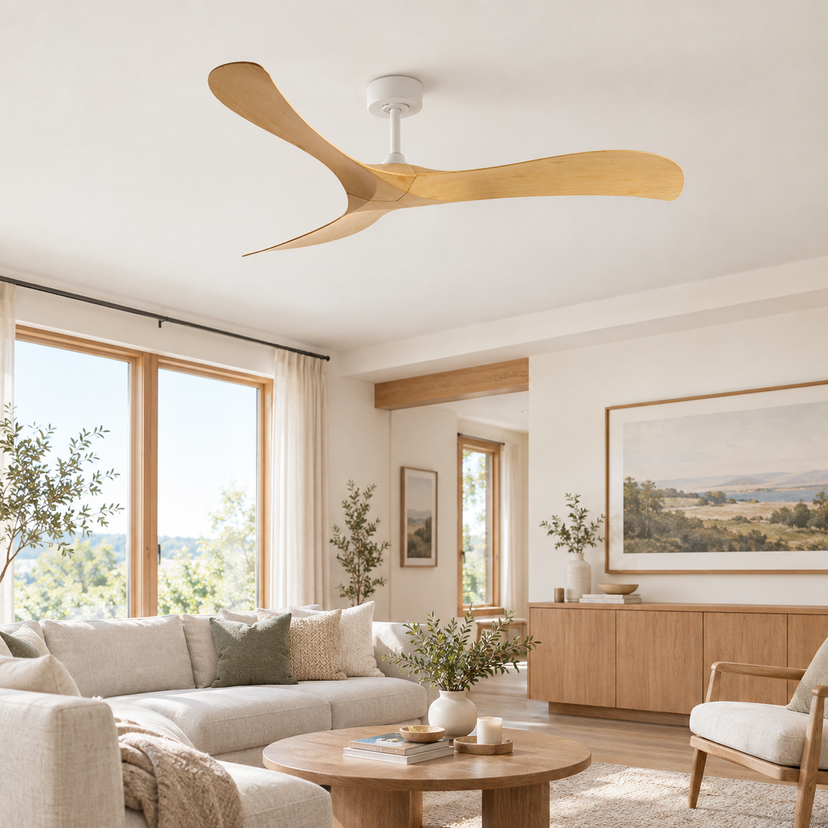 52 Inch Inverter Ceiling Fan No Light 3 ABS Blades 6 Speed Adjustable Ideal Home Ventilator for Living Room Bedroom/Hotel Office - Salon