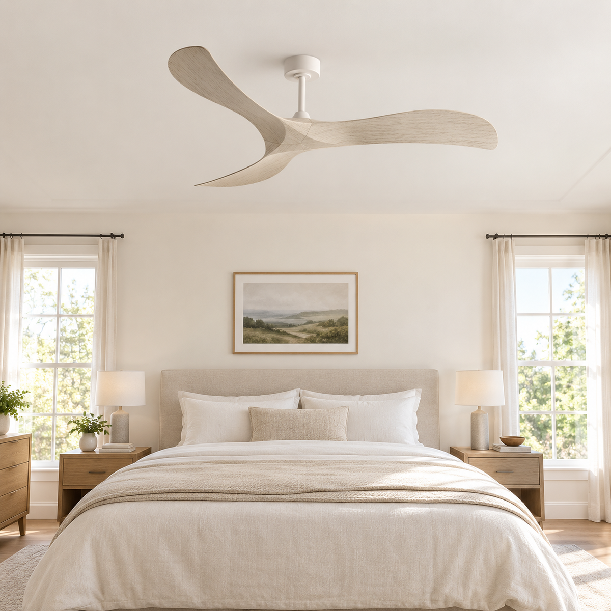 52 Inch Inverter Ceiling Fan No Light 3 ABS Blades 6 Speed Adjustable Ideal Home Ventilator for Living Room Bedroom/Hotel Office - Chambre
