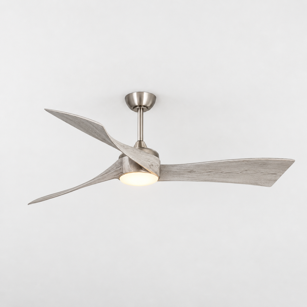 52 Inch Inverter DC Motor Ceiling Fan with Light and Remote Modern 3 Solid Wood Blades Ceiling Fan, 6 Speeds 5500CFM - Packshot