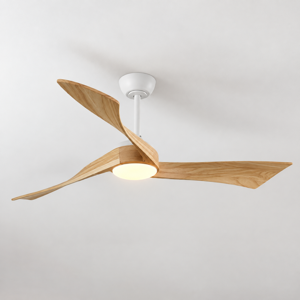 52 Inch Inverter DC Motor Ceiling Fan with Light and Remote Modern 3 Solid Wood Blades Ceiling Fan, 6 Speeds 5500CFM - Packshot