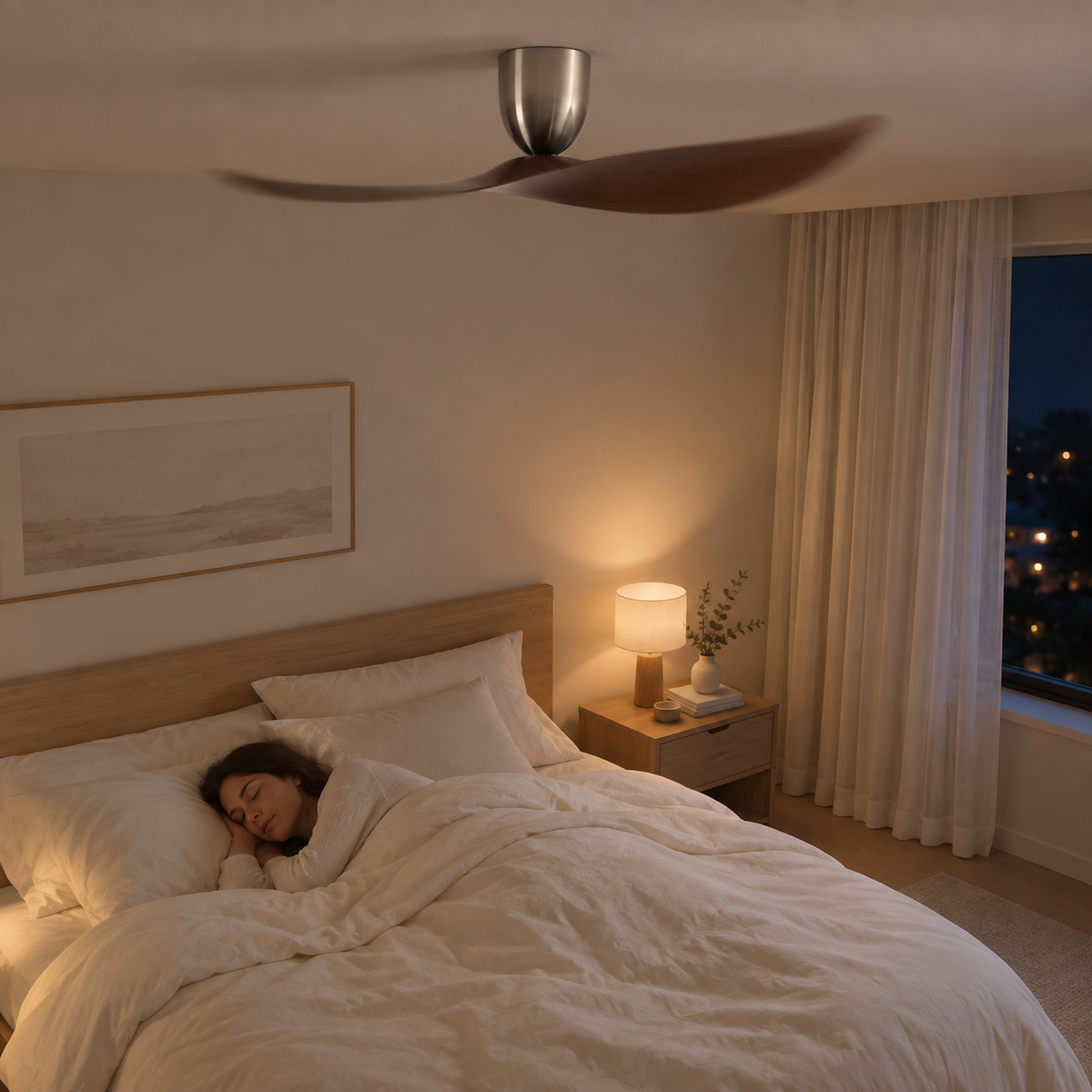 FUMANJIA 52 inch Ceiling Fan No Light  DC Motor 6-Speed Remote Control 2-Blade for Indoor Home Office Summer Winter Reversible - Image 2 Image