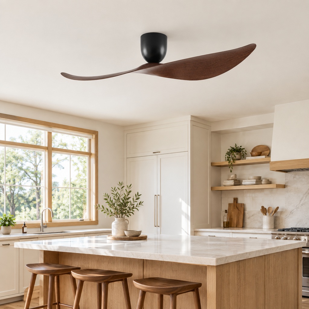 FUMANJIA 52 inch Ceiling Fan No Light  DC Motor 6-Speed Remote Control 2-Blade for Indoor Home Office Summer Winter Reversible - Cuisine