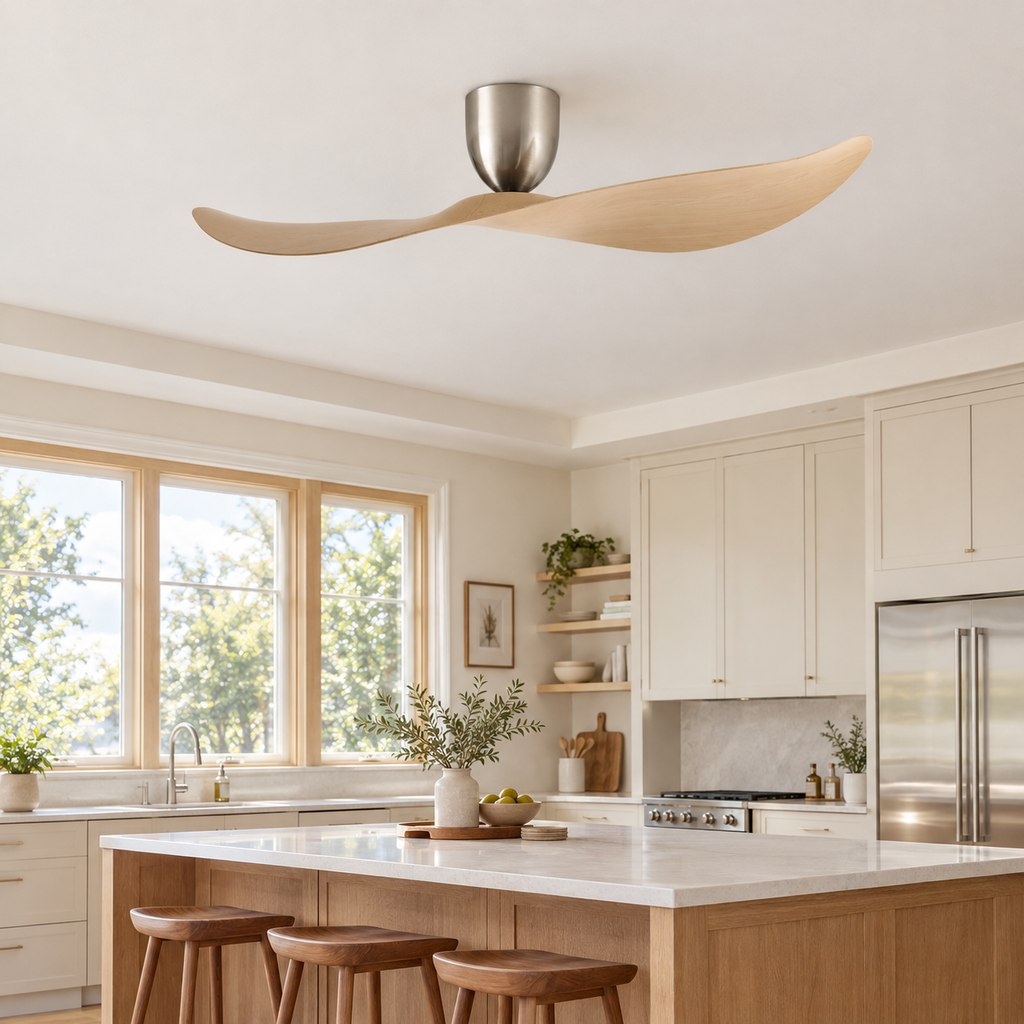 FUMANJIA 52 inch Ceiling Fan No Light  DC Motor 6-Speed Remote Control 2-Blade for Indoor Home Office Summer Winter Reversible - Cuisine