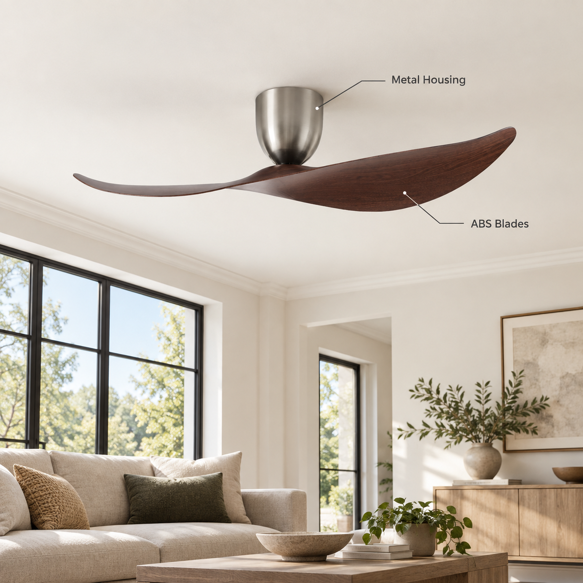 FUMANJIA 52 inch Ceiling Fan No Light  DC Motor 6-Speed Remote Control 2-Blade for Indoor Home Office Summer Winter Reversible - Specs