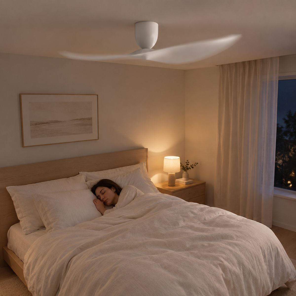 FUMANJIA 52 inch Ceiling Fan No Light  DC Motor 6-Speed Remote Control 2-Blade for Indoor Home Office Summer Winter Reversible - Image 2 Image