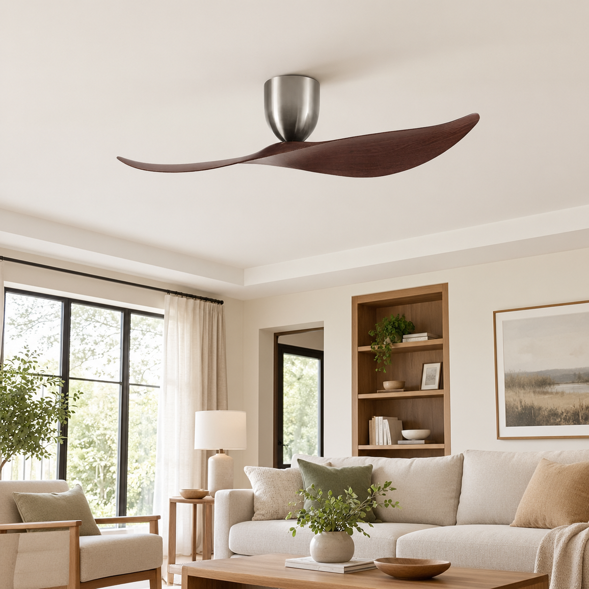 FUMANJIA 52 inch Ceiling Fan No Light  DC Motor 6-Speed Remote Control 2-Blade for Indoor Home Office Summer Winter Reversible - Salon