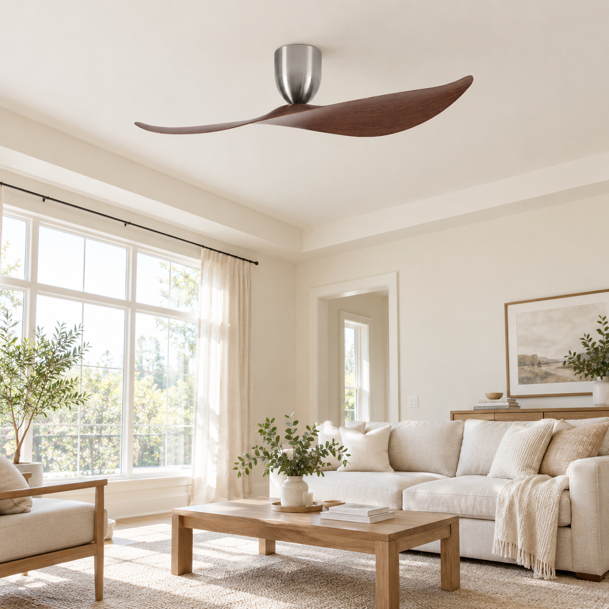 FUMANJIA 52 inch Ceiling Fan No Light  DC Motor 6-Speed Remote Control 2-Blade for Indoor Home Office Summer Winter Reversible - Image 1 Image