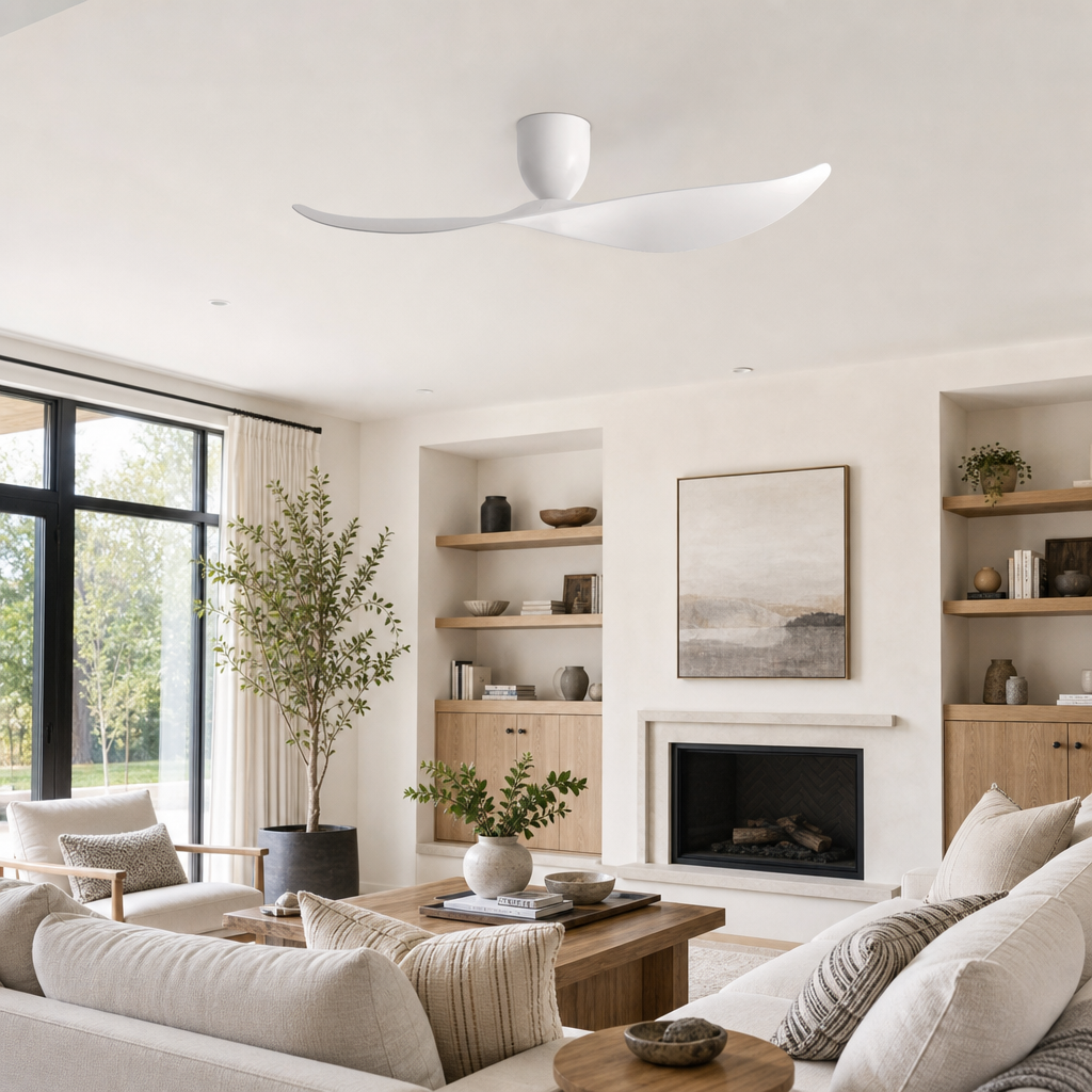 FUMANJIA 52 inch Ceiling Fan No Light  DC Motor 6-Speed Remote Control 2-Blade for Indoor Home Office Summer Winter Reversible - Salon