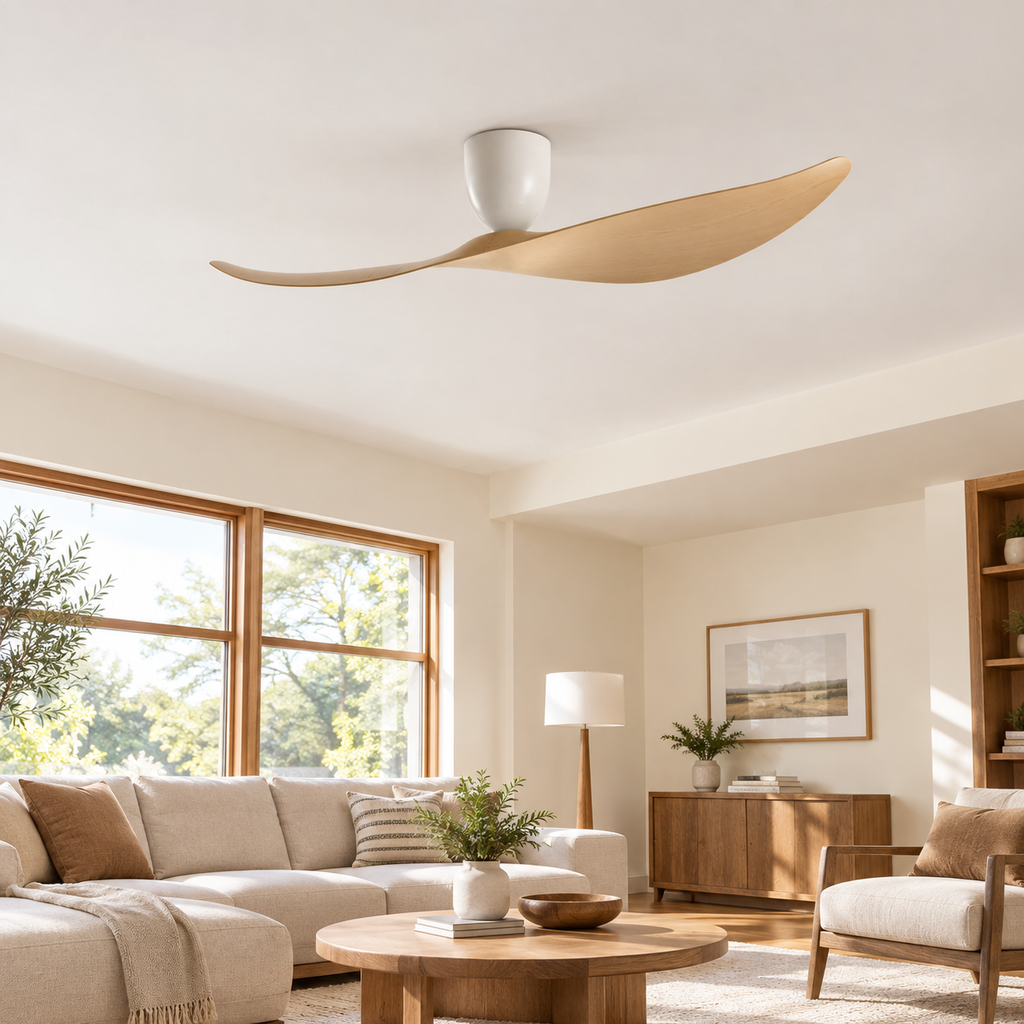 FUMANJIA 52 inch Ceiling Fan No Light  DC Motor 6-Speed Remote Control 2-Blade for Indoor Home Office Summer Winter Reversible - Salon