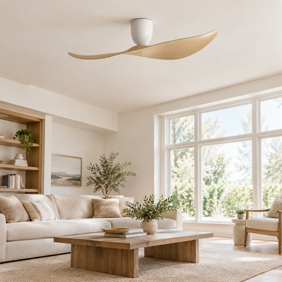 FUMANJIA 52 inch Ceiling Fan No Light  DC Motor 6-Speed Remote Control 2-Blade for Indoor Home Office Summer Winter Reversible - Image 1 Image