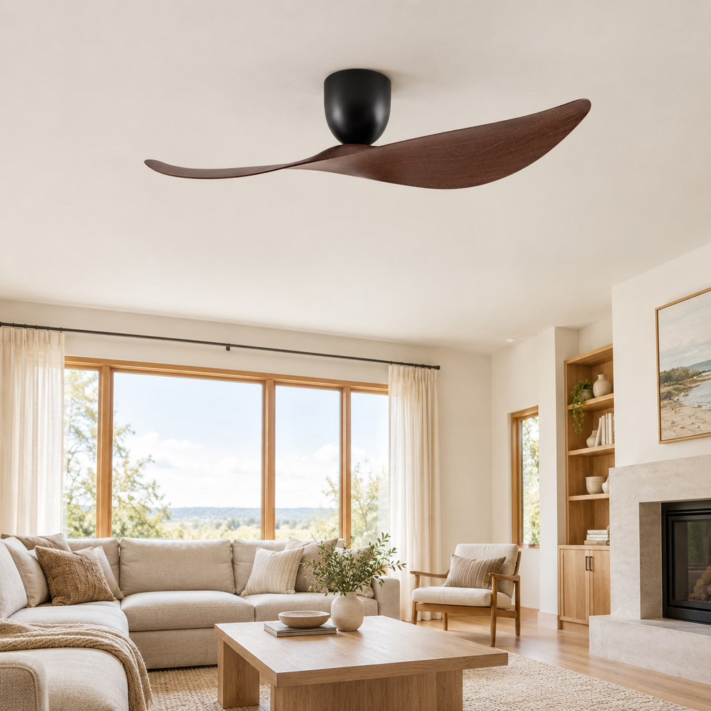 FUMANJIA 52 inch Ceiling Fan No Light  DC Motor 6-Speed Remote Control 2-Blade for Indoor Home Office Summer Winter Reversible - Salon