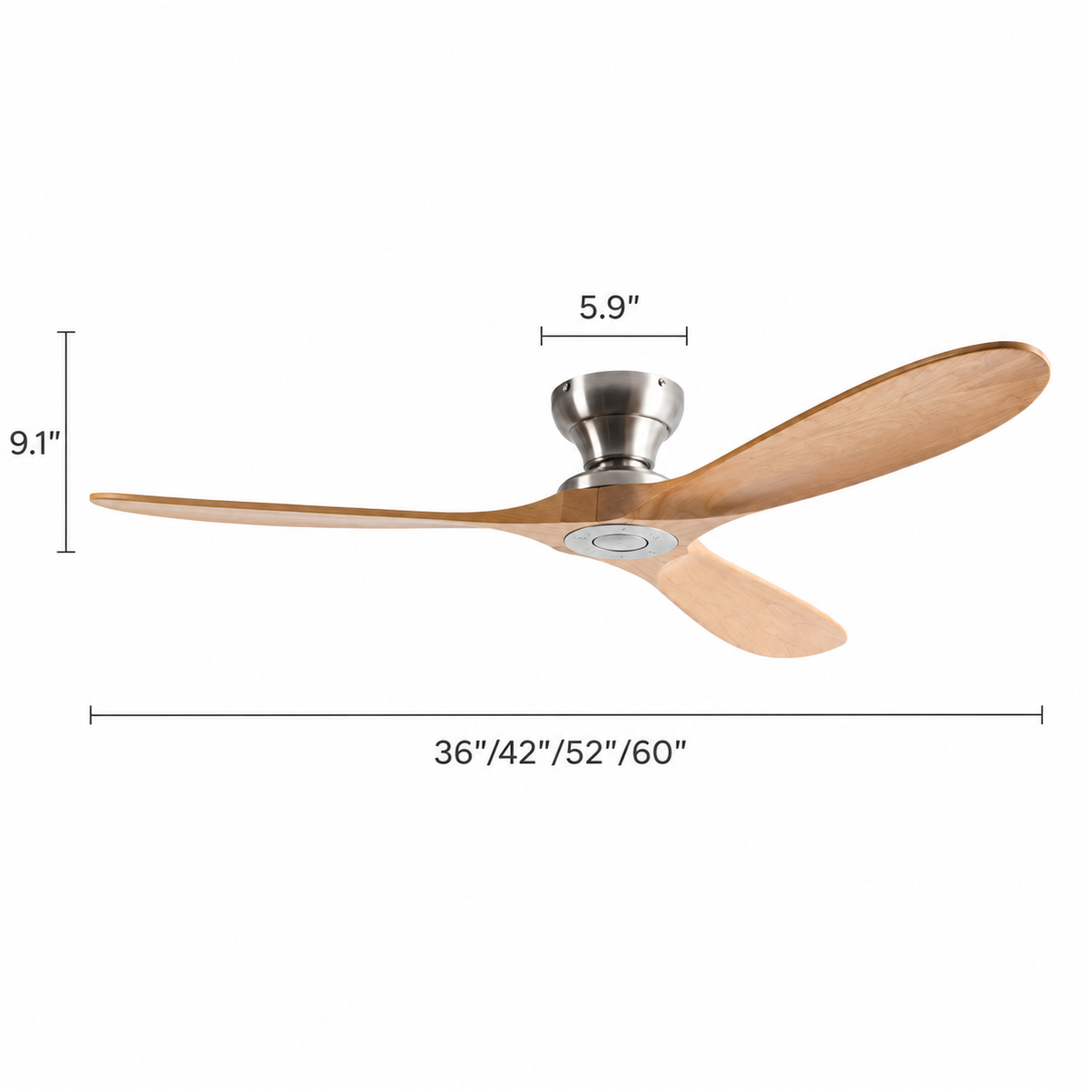 Rowan - Modern Wood Ceiling Fan - Dimensions