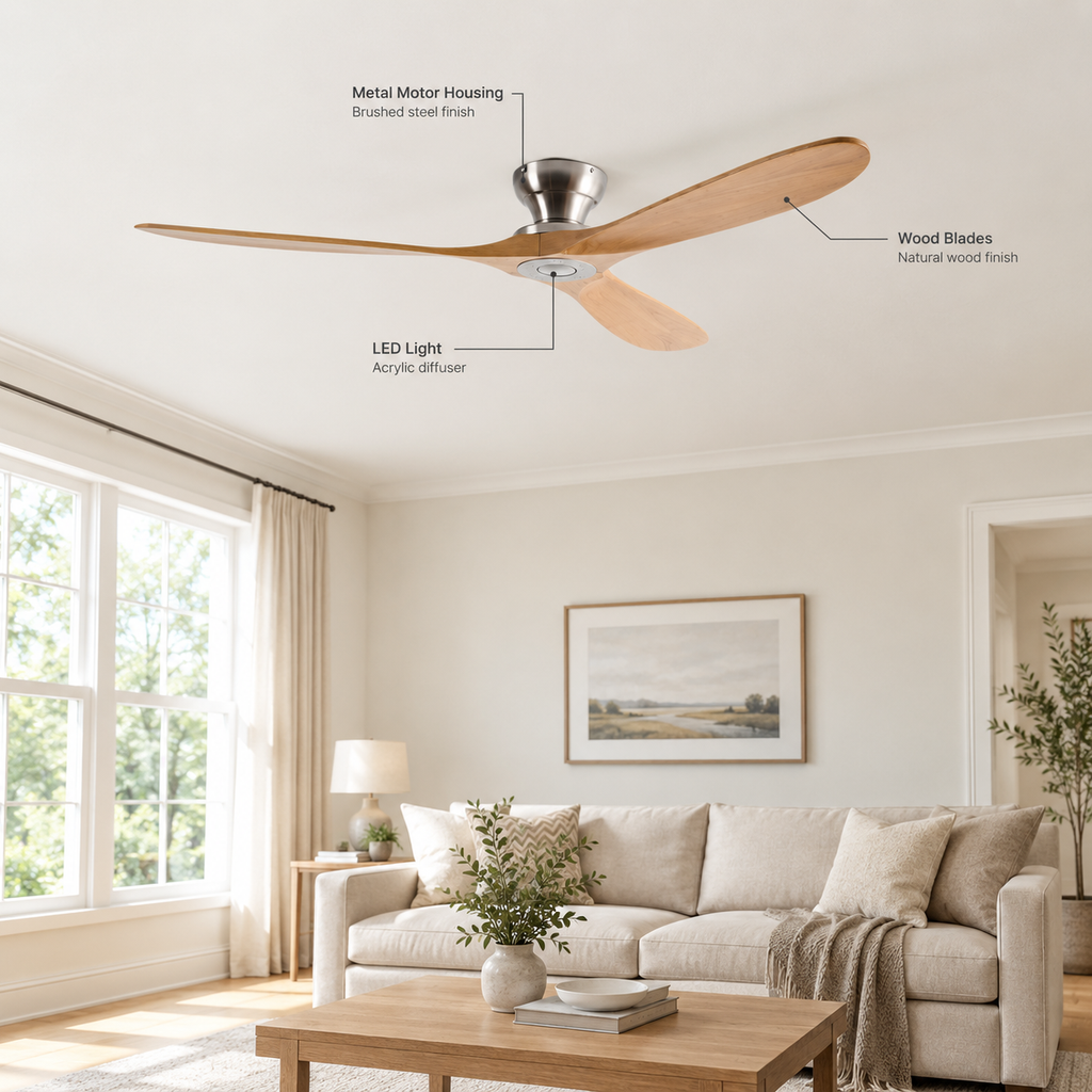 Rowan - Modern Wood Ceiling Fan - Specs