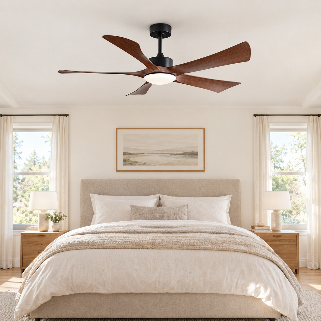 Vintage Industrial 42/52 Inch Ceiling Fan with 5 Blades Light And Remote Control for Coffee Shop Home Hotel Office Ventilator - Chambre